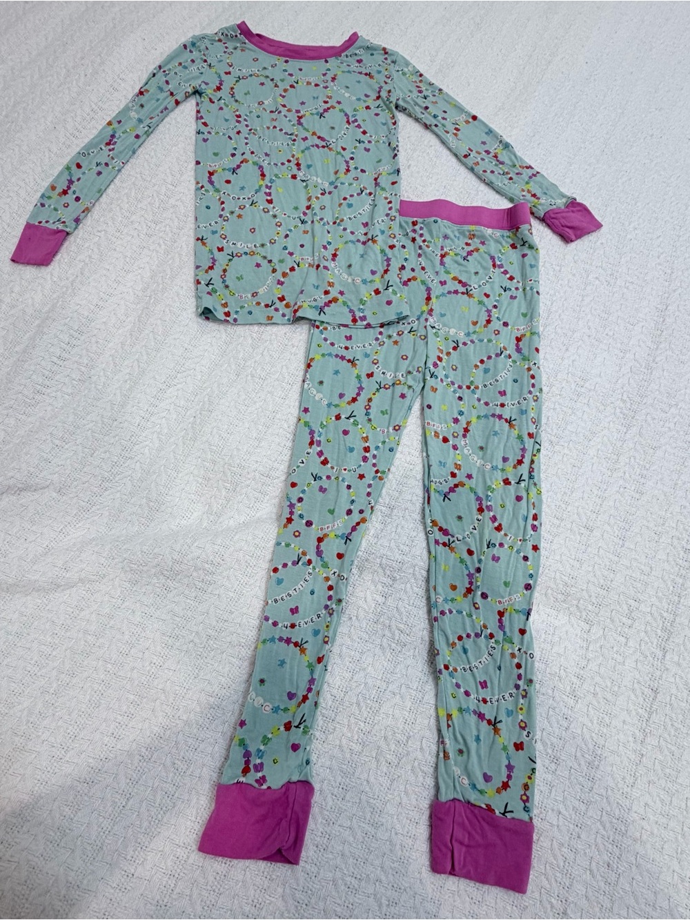 Little Sleepies “Besties Forever” bamboo two-piece pajama set size 7/8